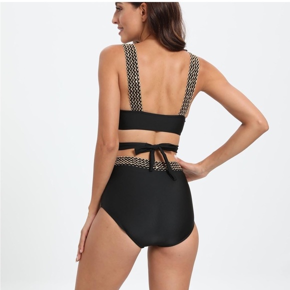 High Waisted Bikini Set 2 Piece Full Coverage Swimsuit Tummy Control Padded M - Picture 2 of 3